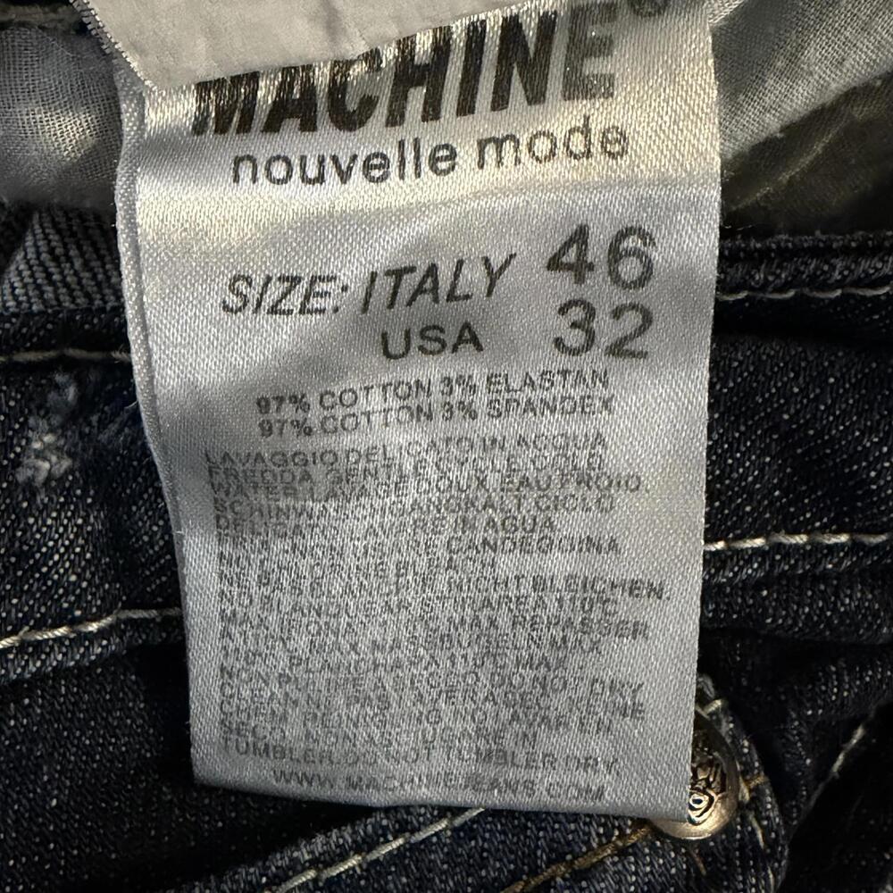Machine Nouvelle Mode Distressed Jeans Size 32 Blue Denim Straight Leg - Picture 9 of 13